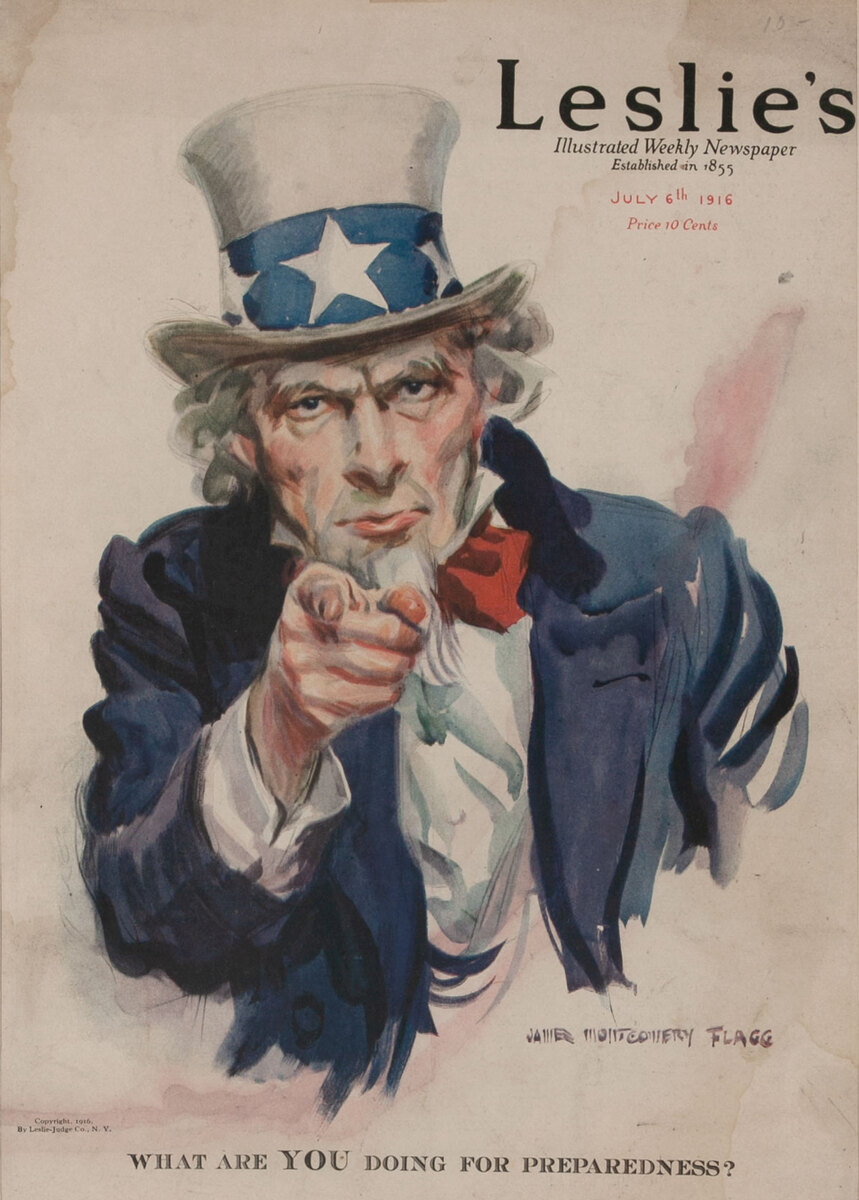 Leslie's Magazine Cover Uncle Sam - What Are YOU Doing for Preparedness?
