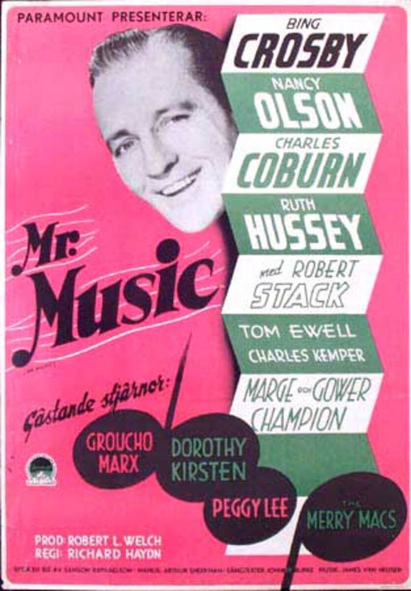 Mr. Music Original Vintage Movie Poster Swedish Release