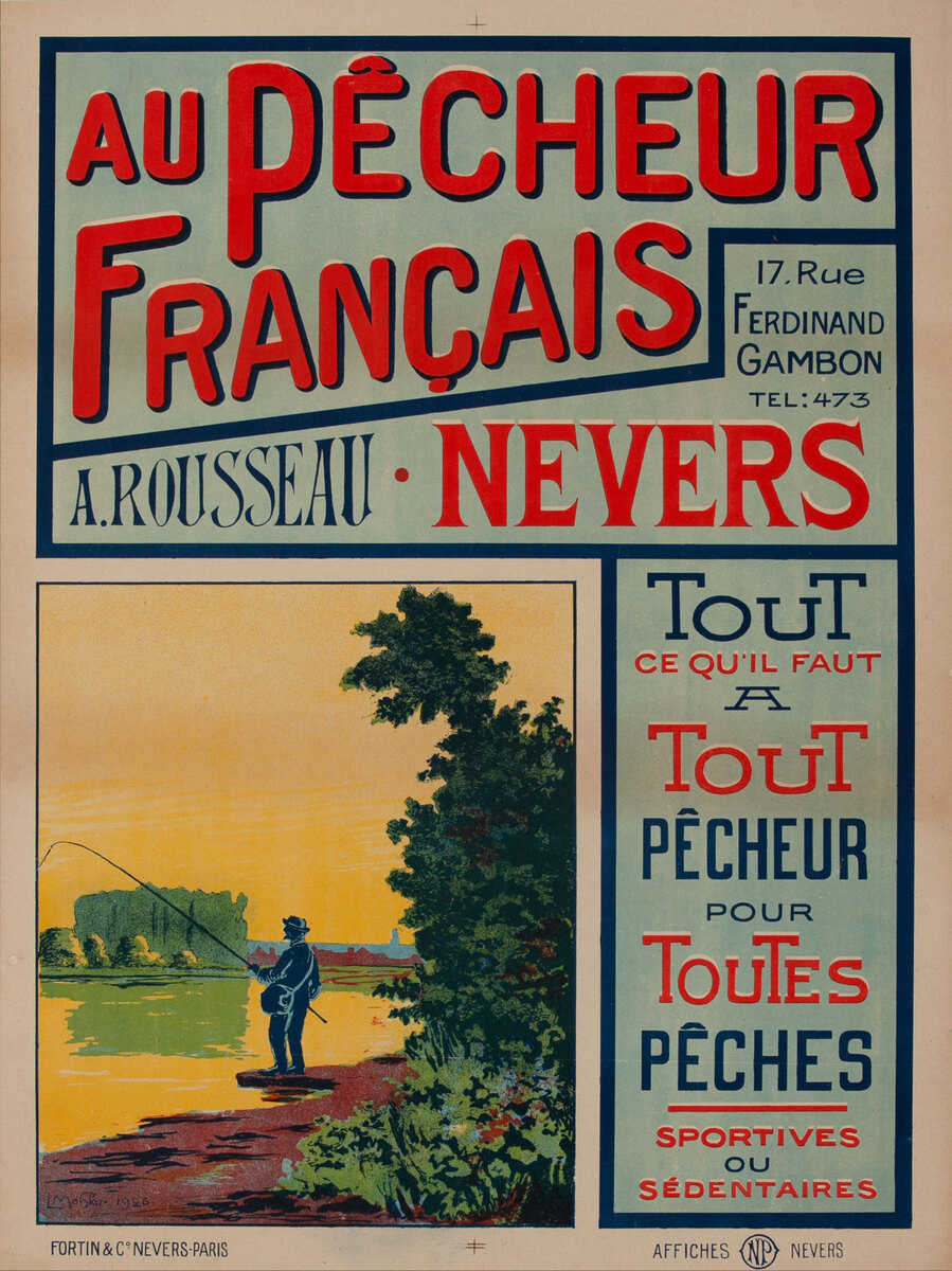 French Fishing Supply Poster   - Au Pêcheur Français
