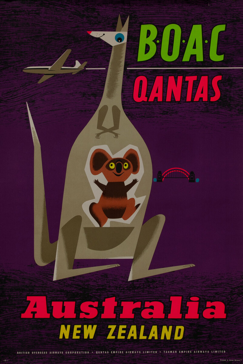 BOAC Qantas Australia And New Zealand Kangaroo and Koala Bear