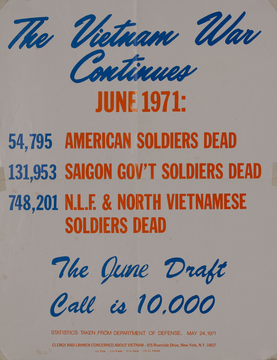 The Vietnam War Continues - Original American Anti-Vietnam War Protest Poster June 1971