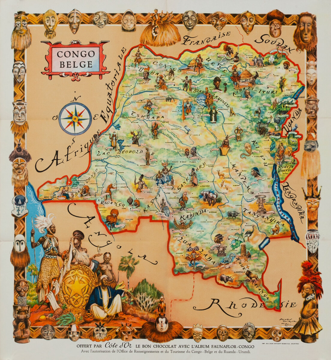Congo Belge Poster Map