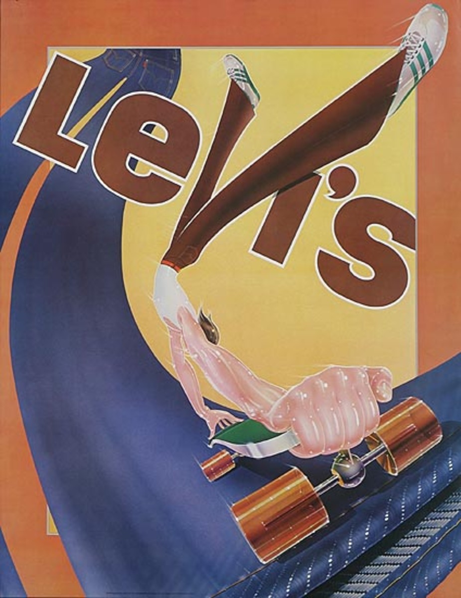 Levi's Pants Original Advertising Poster Skateboarder