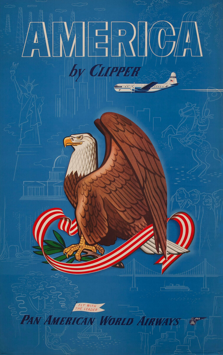 America By Clipper Pan American World Airways  -  Bald Eagle