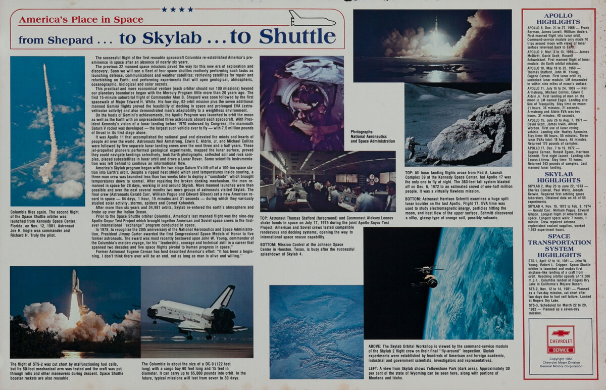  from Shepard to Skylab to Shuttle  - Chevrolet Giveaway Poster