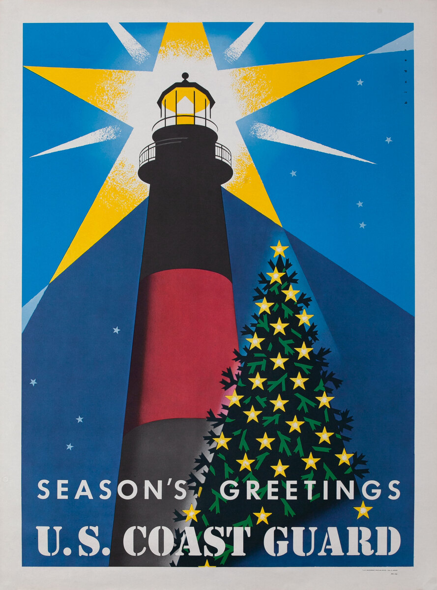 Season's Greetings U.S. Coast Guard Lighthouse Christmas Tree