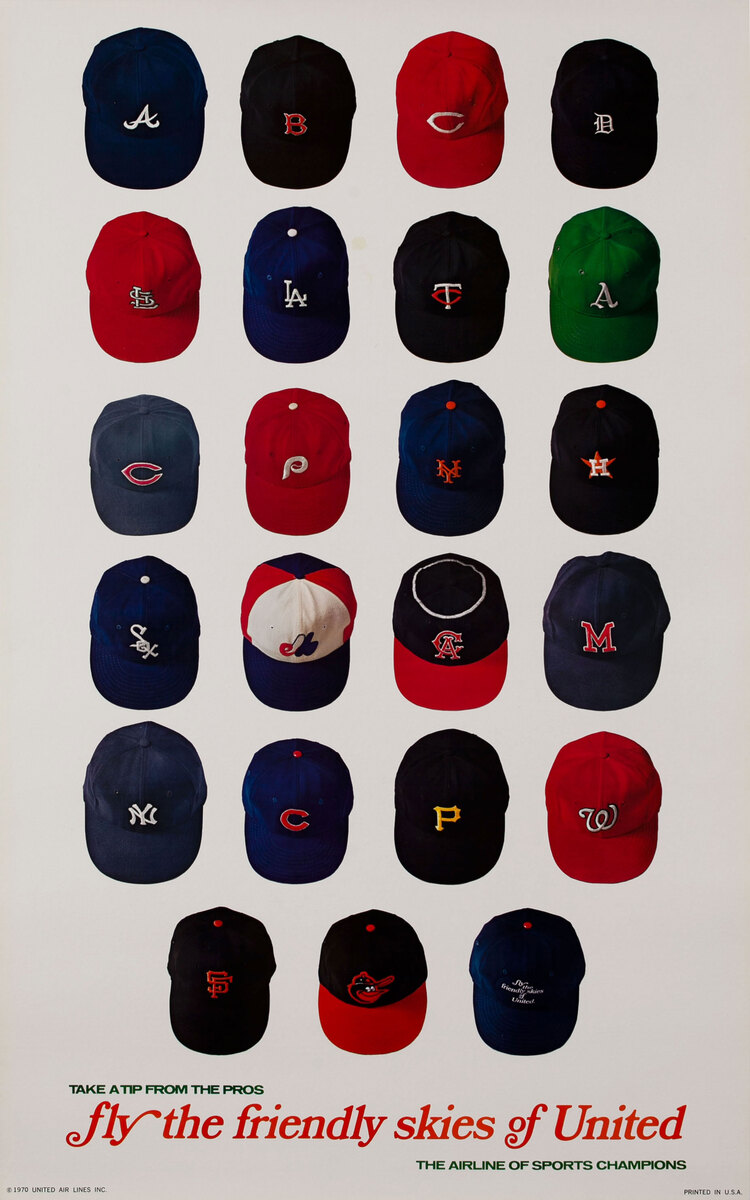 take a tip from the pros - fly the friendly skies of United - the airline of sports champions  Baseball Caps