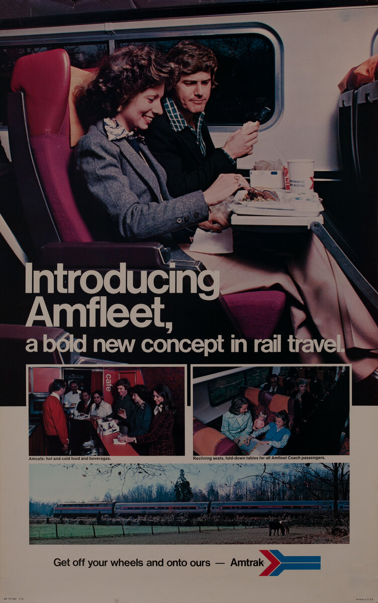 Introducing Amfleet , A Bold New Concept in Rail Travel  Amtrak Poster 