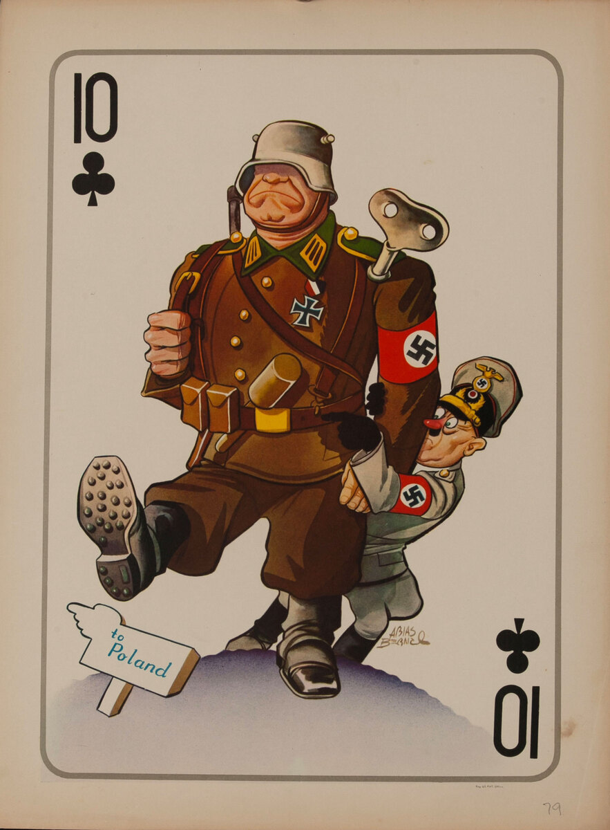 10 CLubs Hitler on His Invasion of Poland - WWII Satire Playing Card