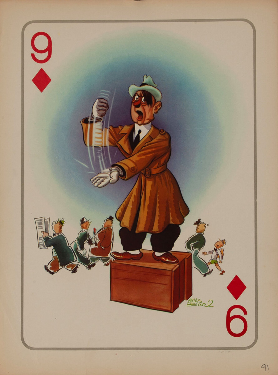 9 Diamonds Hitler the Politician - WWII Satire Playing Card