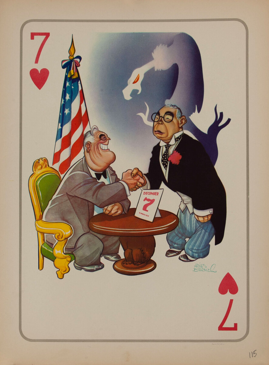 Roosevelt Accepts Japan's Surrender WWII Satire Playing Card