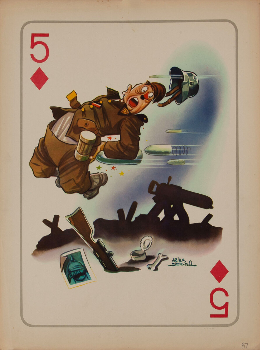 WWII Satire Playing Card - 5 of Diamonds 