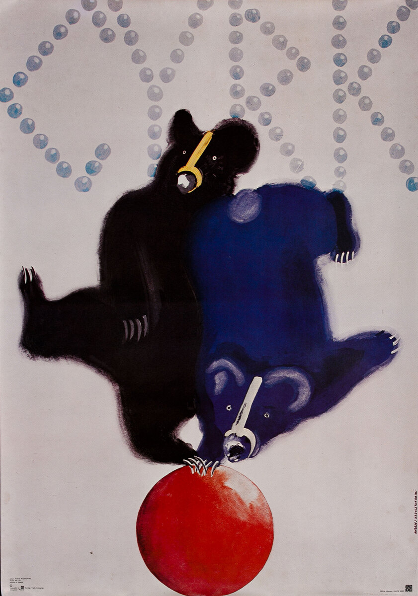 Cyrk Original Polish Circus Poster, Balancing Bear