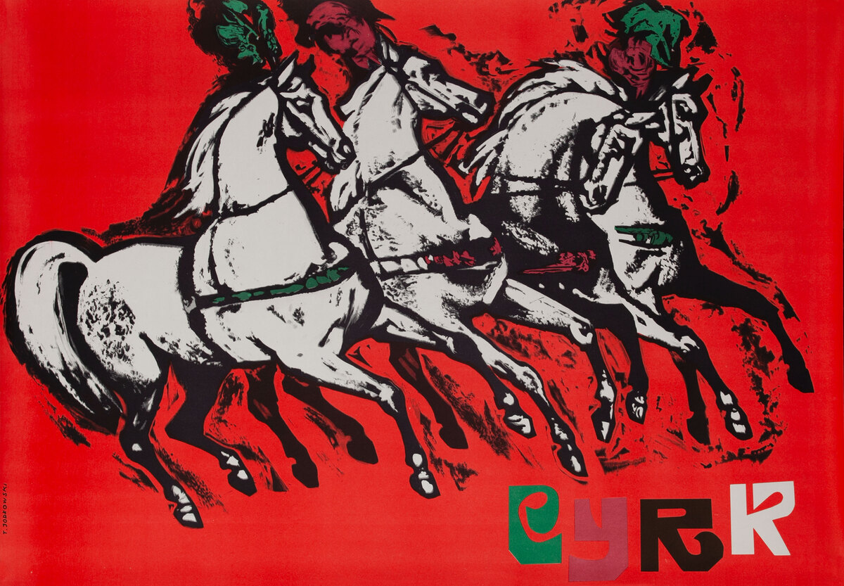 Cyrk Original Polish Circus Poster, 4 horses 