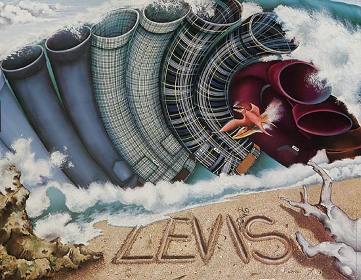 Levi's Pants Original Advertising Poster ocean waves