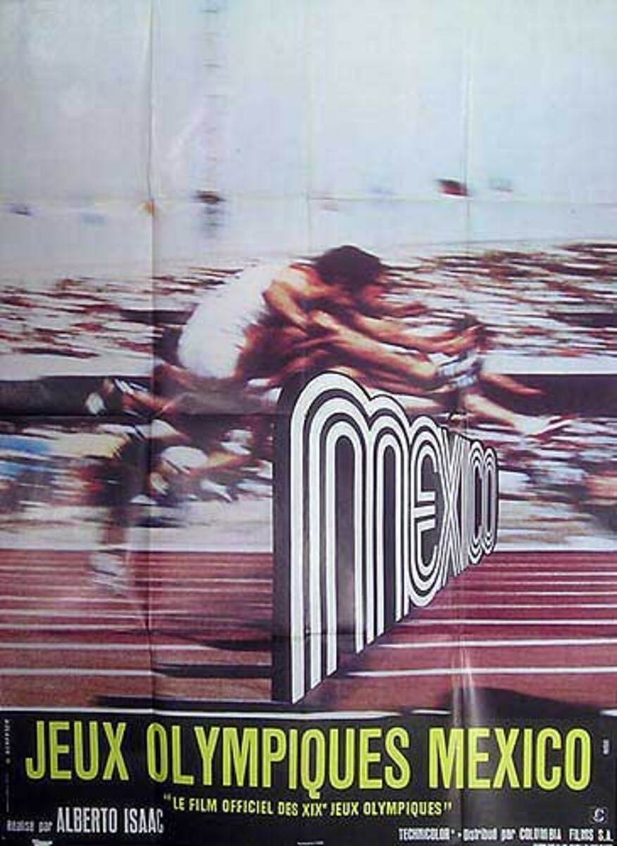 Jeux Olympiques Mexico  Hurdles Original Mexico City Olympics Movie Poster 