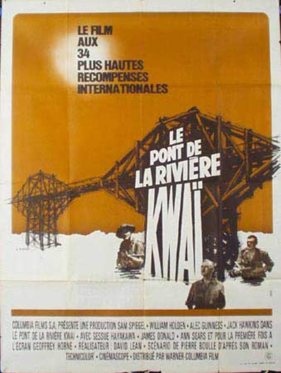 Bridge on the River Kwai French Release Vintage Original Movie Poster
