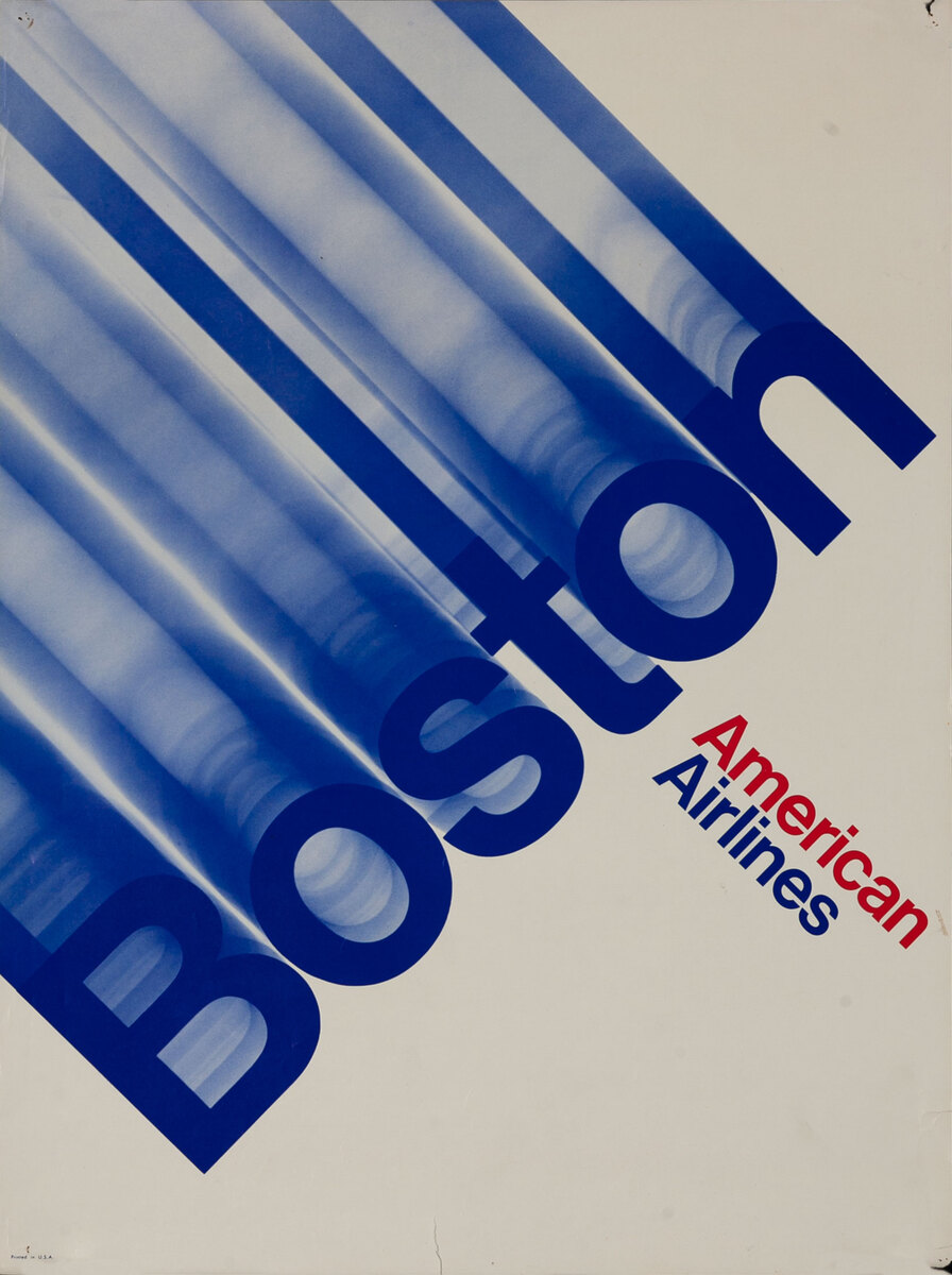 American Airlines Boston, typography Travel Poster