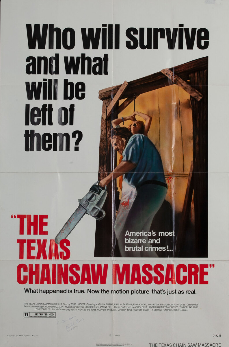 Rare Original Texas Chainsaw Massacre 1 Sheet Movie Poster