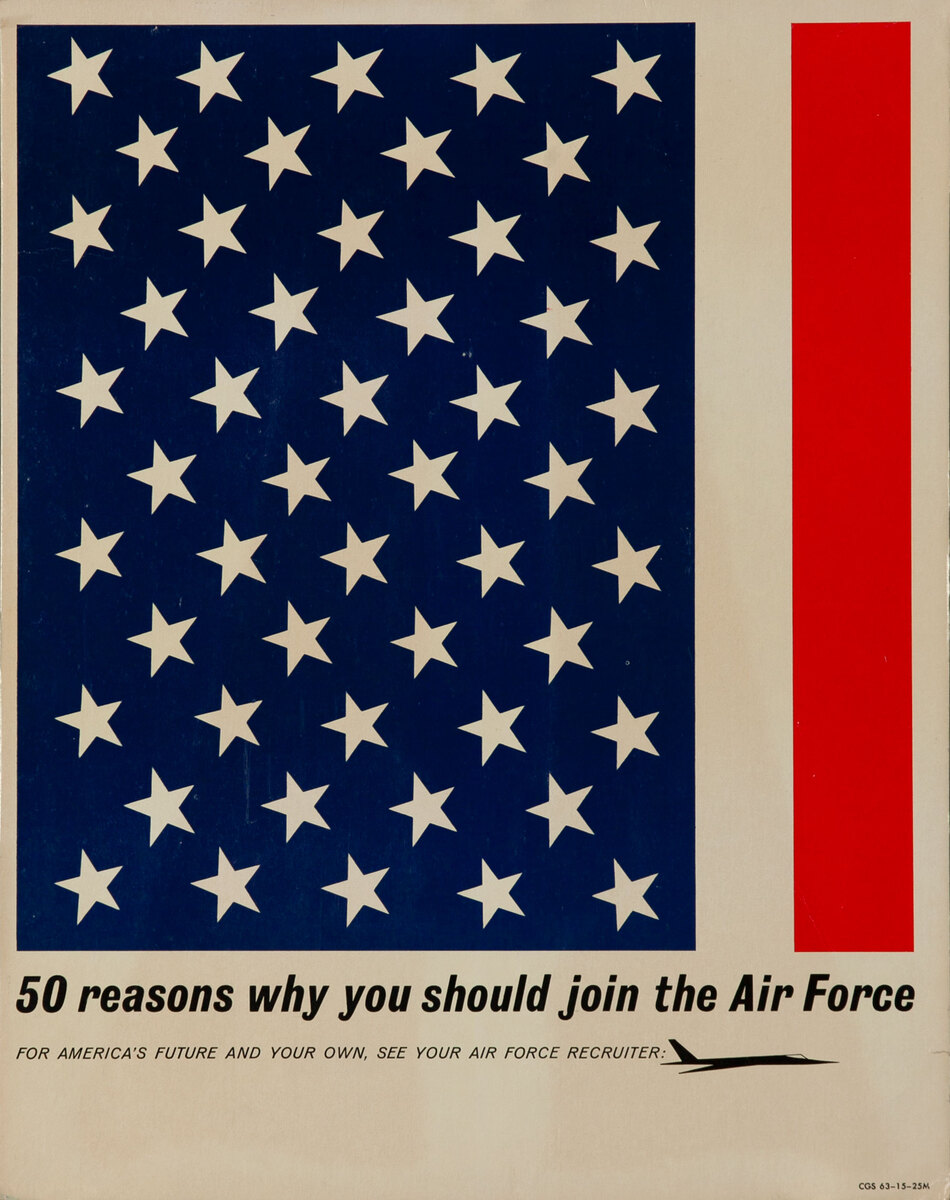Vietnam Era Recruiting Poster 50 Reasons why you should join the Air Force