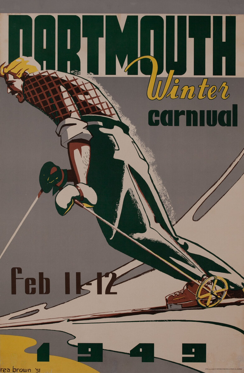 Dartmouth Winter Carnival, Feb. 11-12, 1949 Original Ski Poster