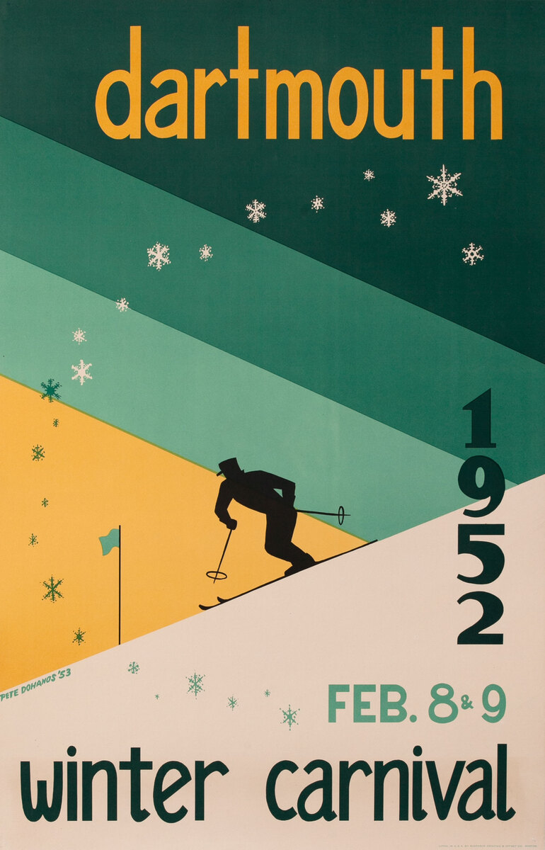 Dartmouth Winter Carnival, Feb. 8-9, 1952 Original Ski Poster