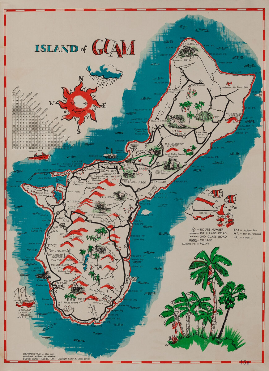 Island of Guam Travel Map Poster