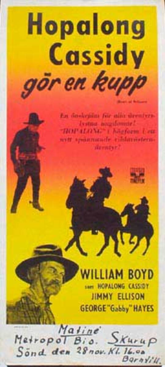 Hopalong Cassisdy Heart Of Arizona Original Vintage Movie Poster Swedish Release