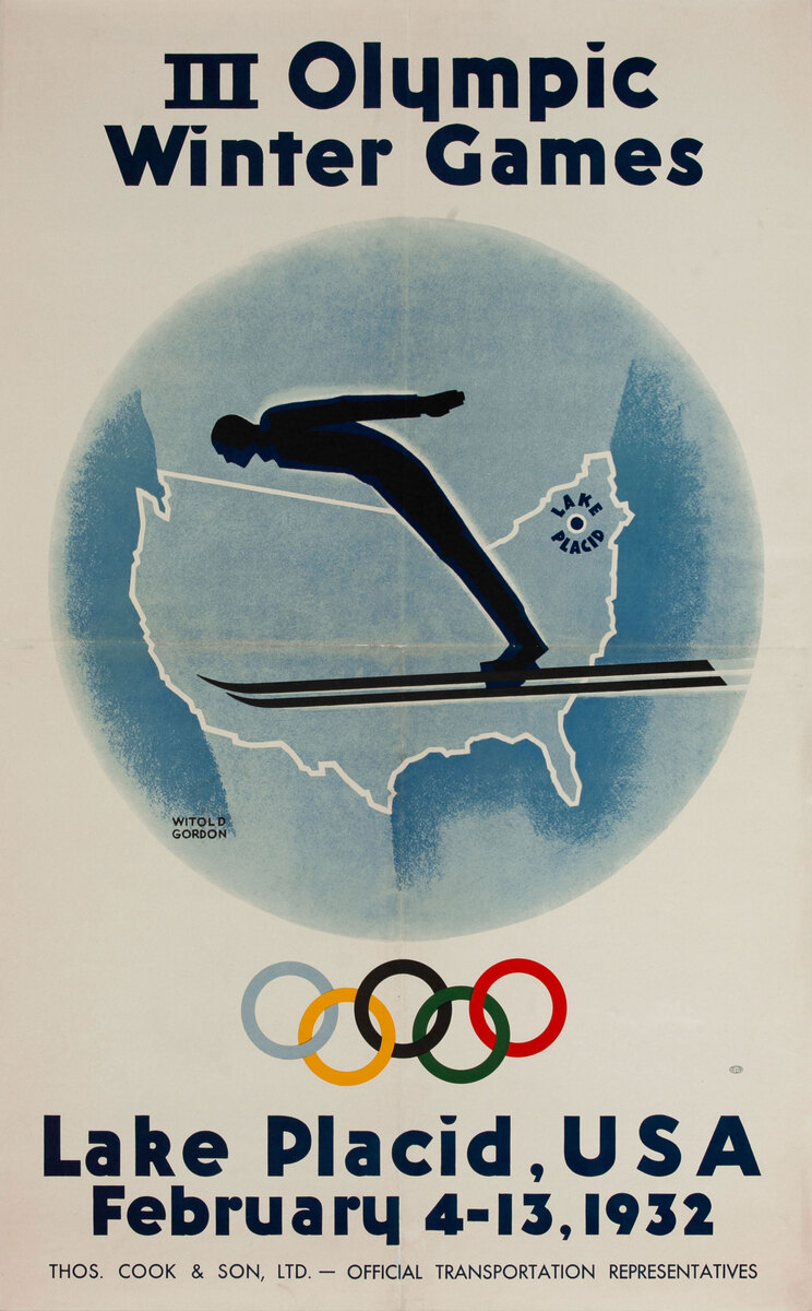 1932 Lake Placid Olympics Ski Jump Poster