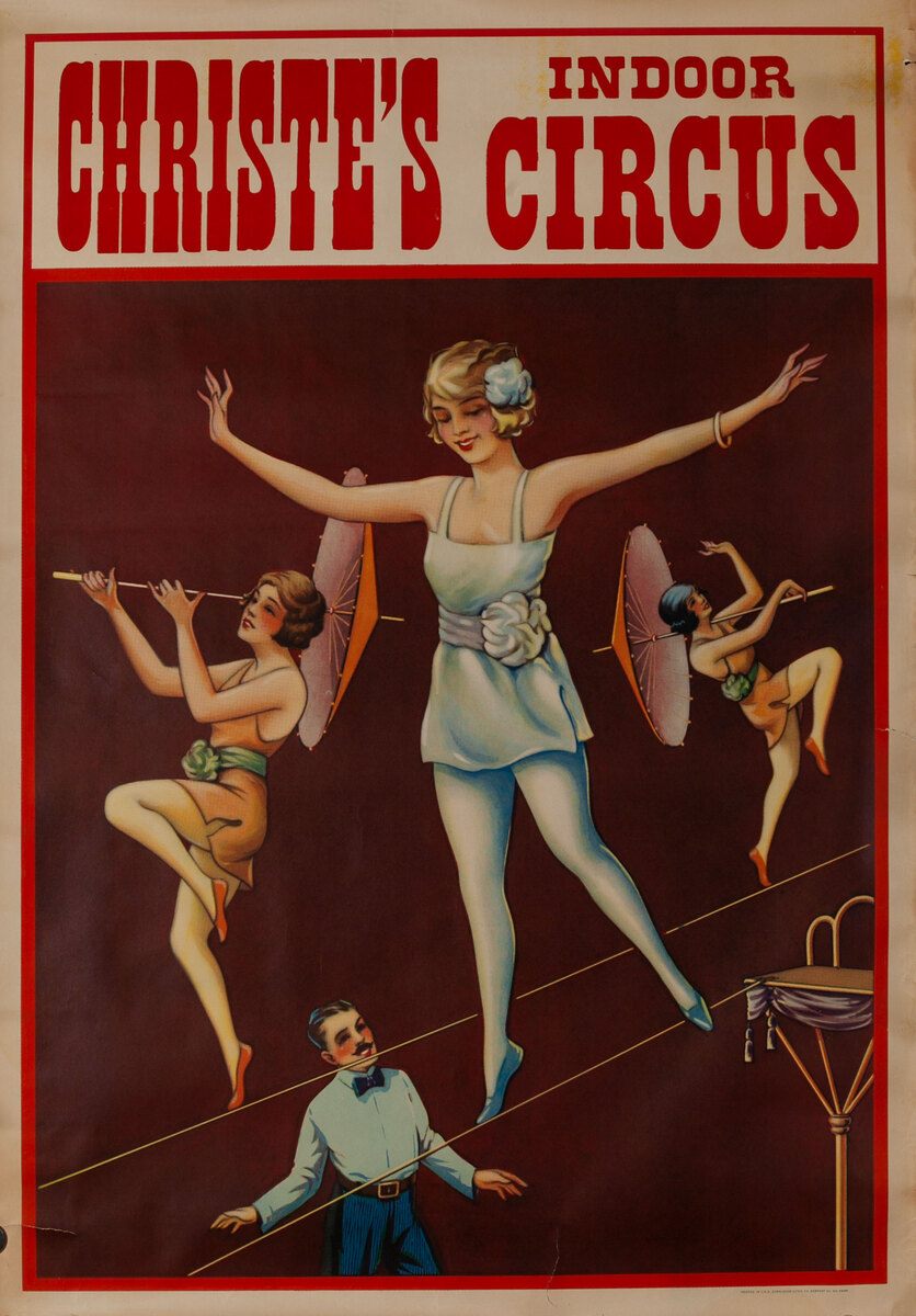 Christie's Indoor Circus Poster 3 girl high wire act
