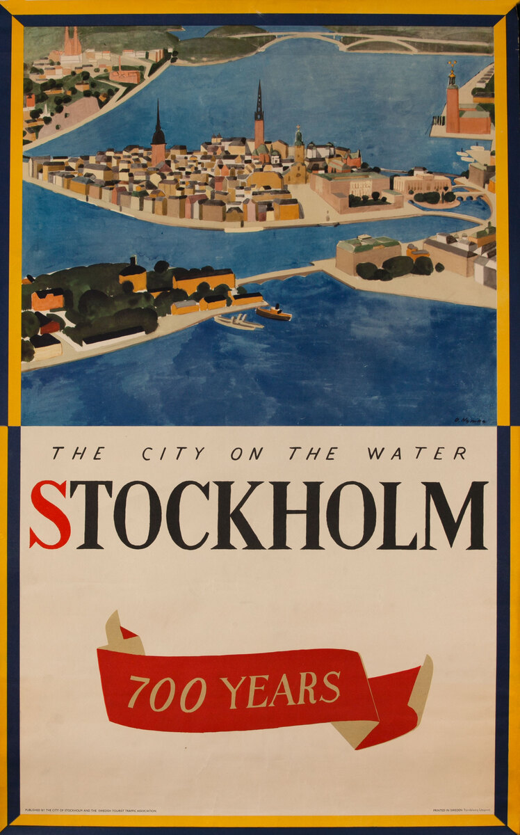 The City of Water Stockholm 700 Years- Swedish Travel Poster