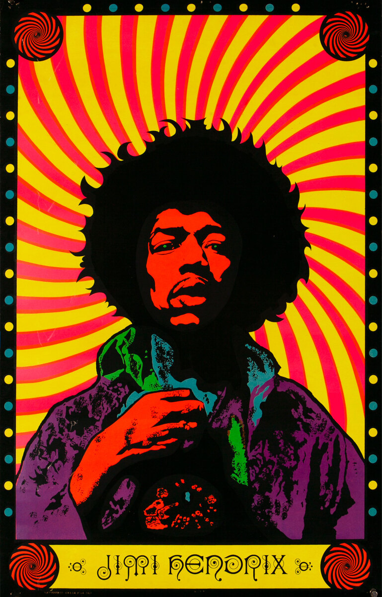 Jimi Hendrix Fluorescent Black Light Poster