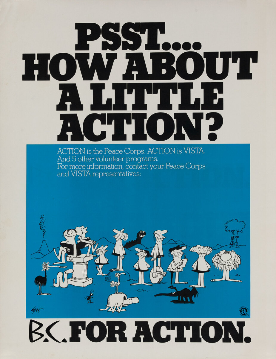 Peace Corp Psst.. How about a Little Action? Advertising Council Poster