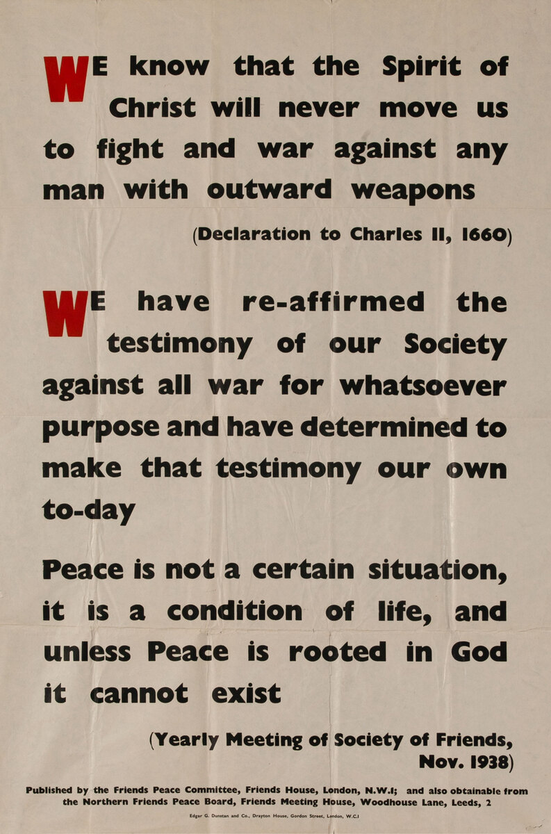 We Know .. WWII Friends Peace Commmmittee Anti War Poster