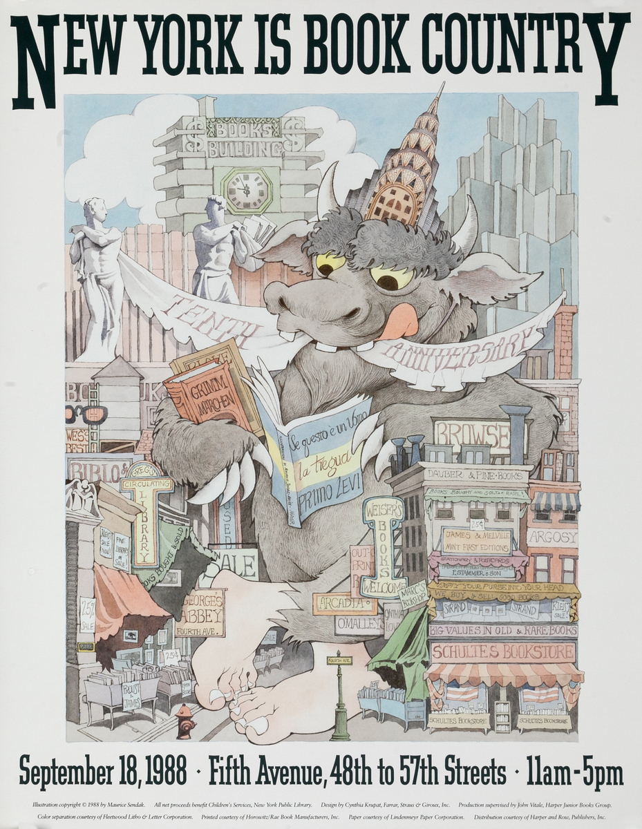 New York is Book Country 1988 Sendak Poster