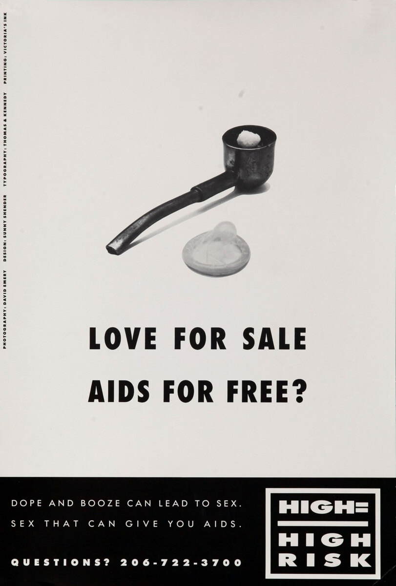 HIGH = HIGH RISK HIV AIDs Poster - Love For Sale Aids for Free?