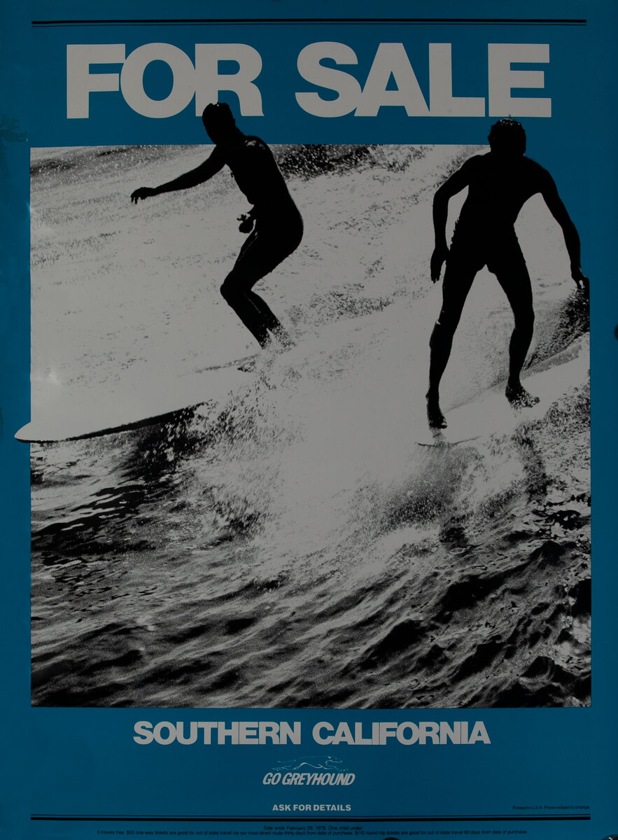 Go Greyhound Bus poster For Sale - Southern California Surfers