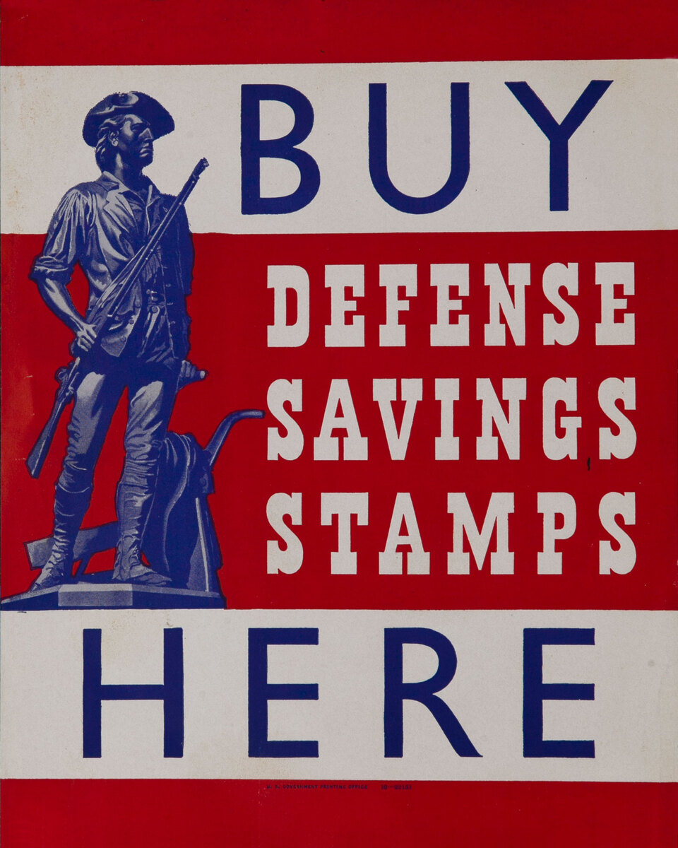 Buy Defense Savings Stamos Here WWII Poster