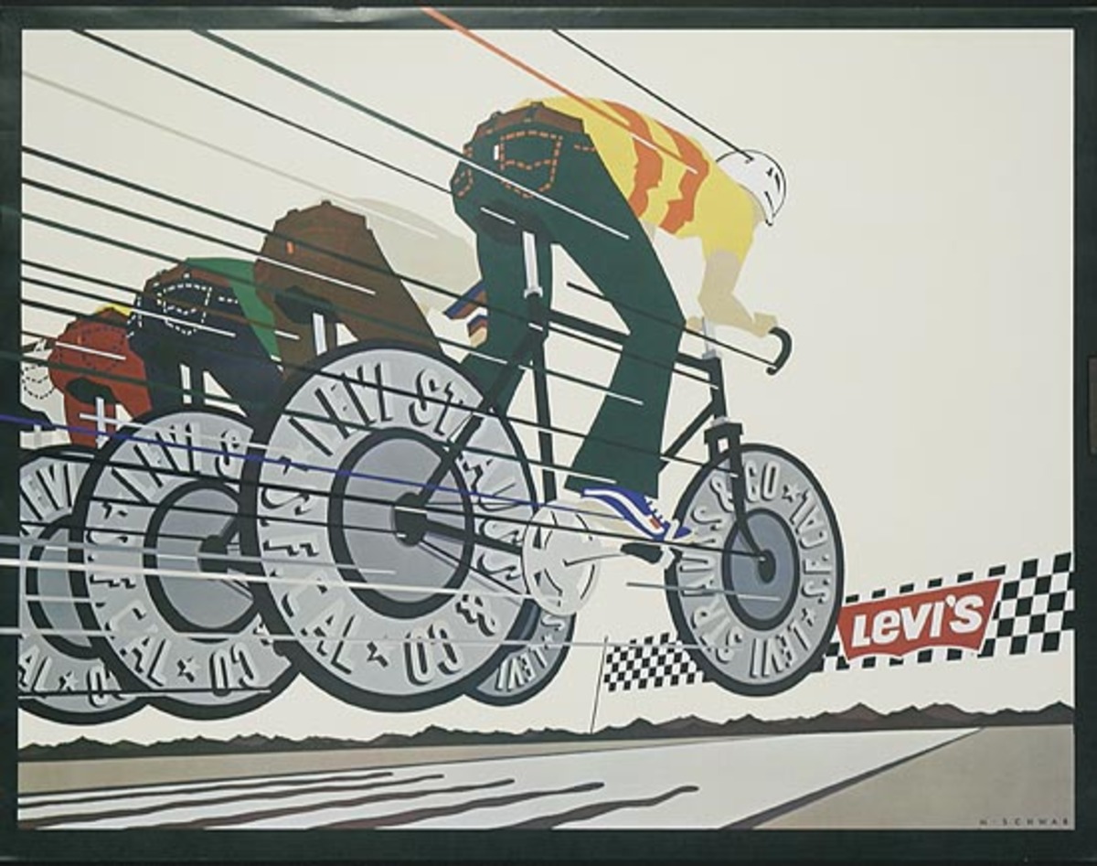 Levi's Pants Original Advertising Poster Bicycling