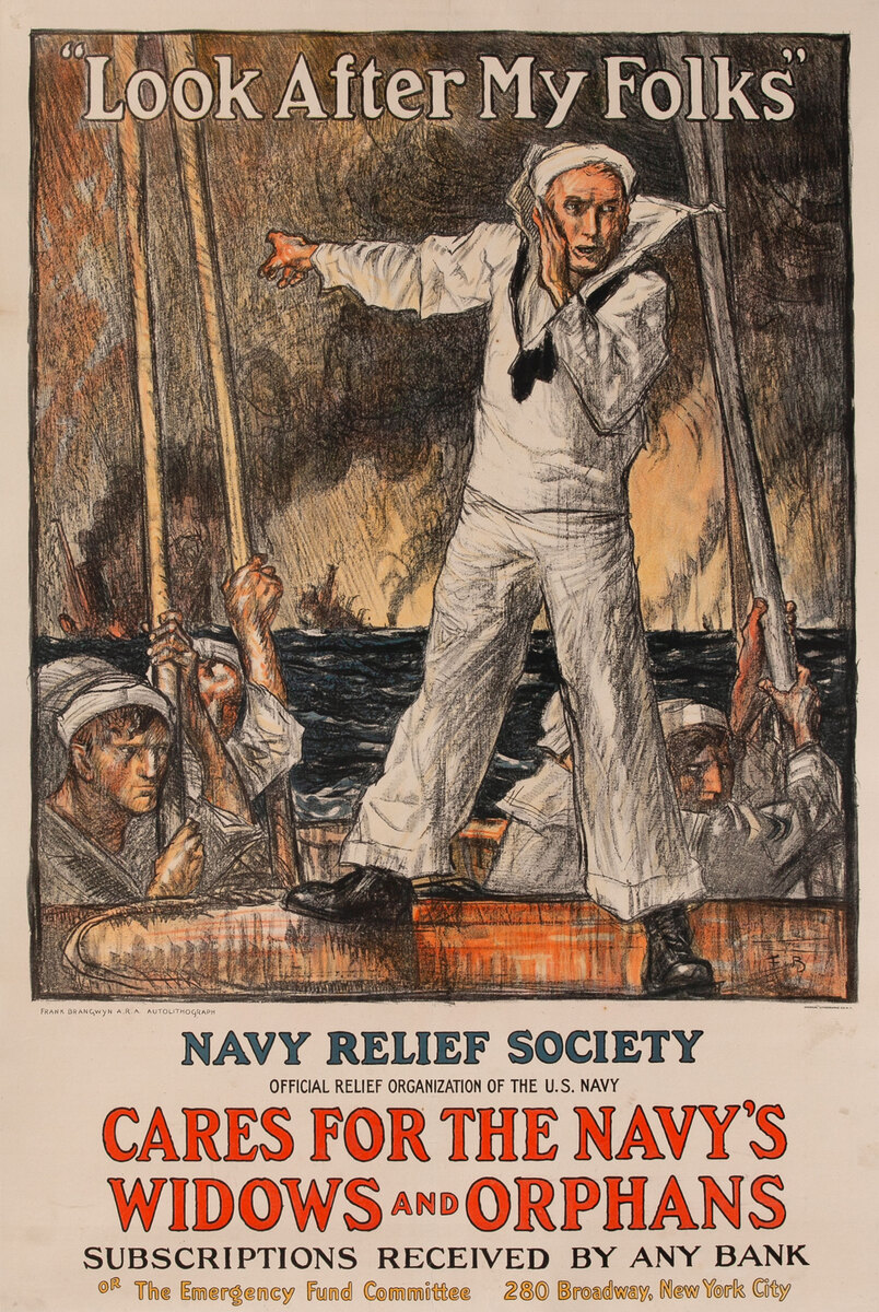 Look After My Folks<br> Navy Relief Society WWI Poster
