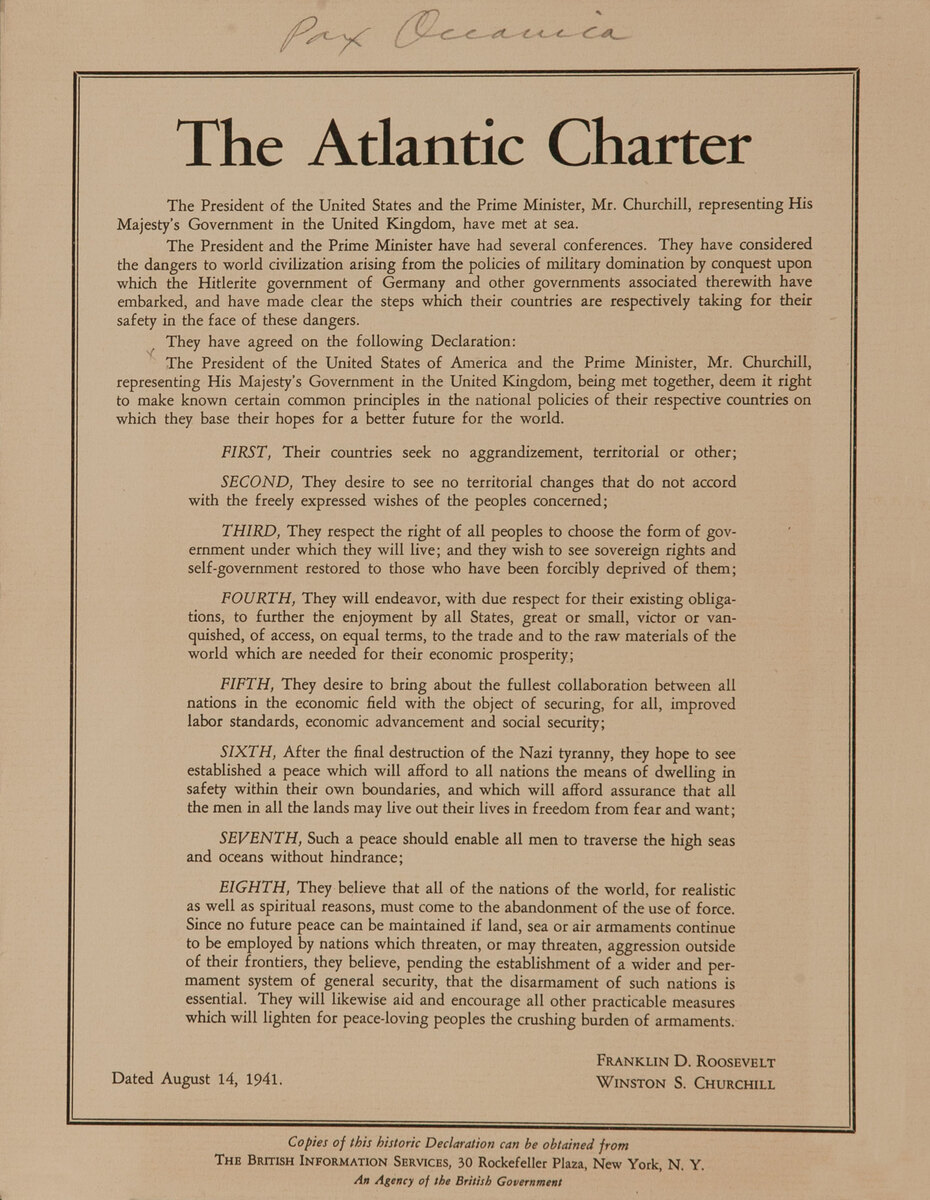 The Atlantic Charter, Original American WWII Poster Small format