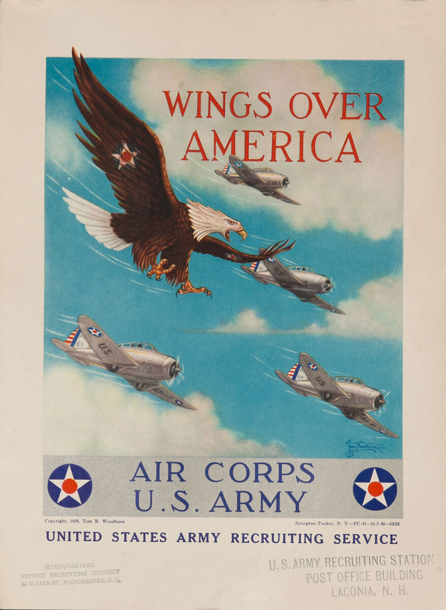 Wings Over America WWII  Air Corp US Army Recruiting Poster small size