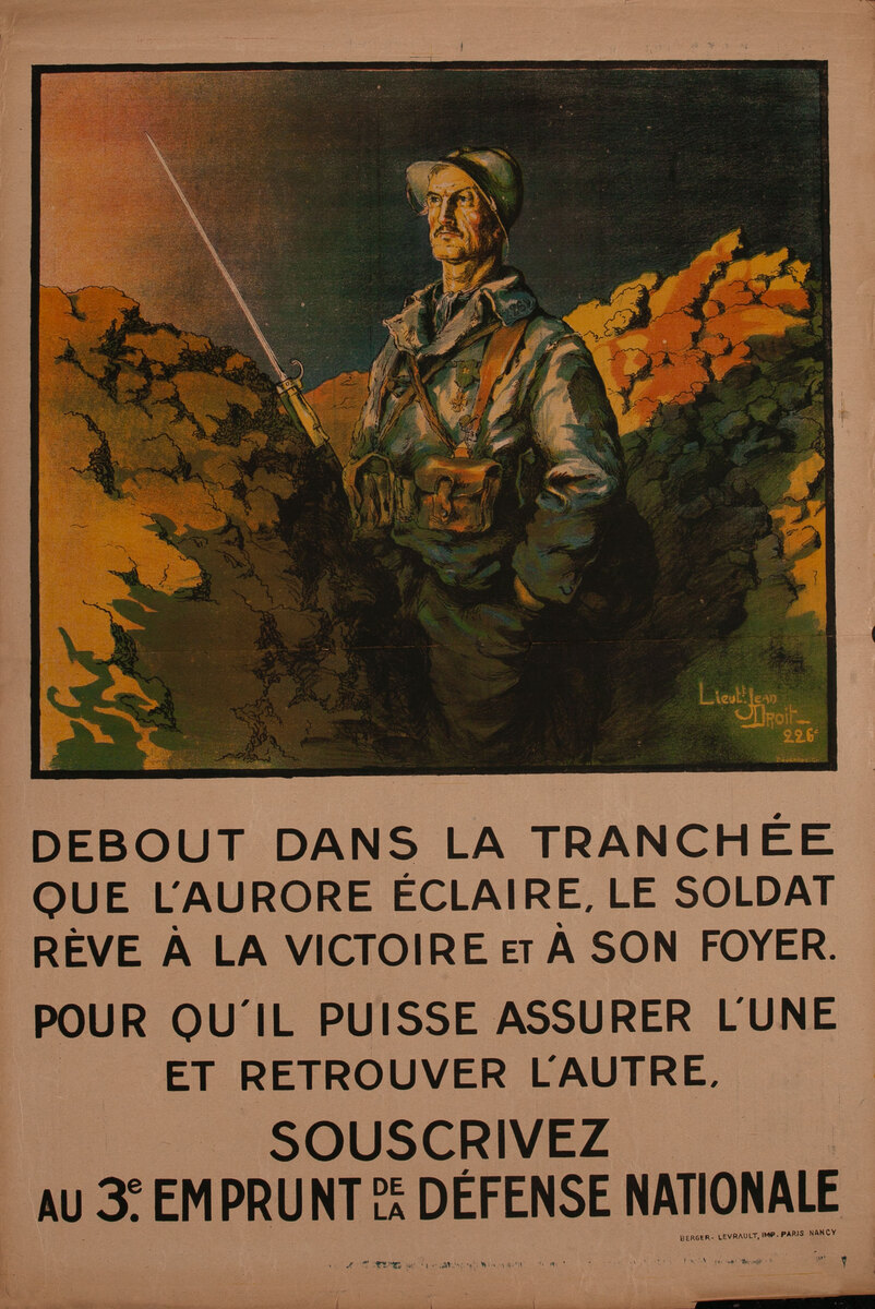 Standing in the trench illuminated by dawn - French WWI Bond Poster