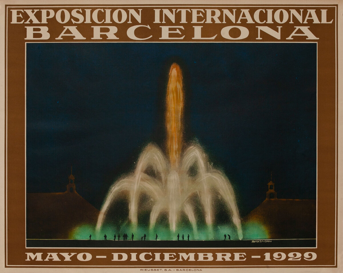 Exposicion Internacional Barcelona - International Exposition Poster 1929 -- Fountains B