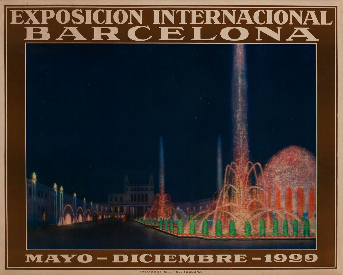 Exposicion Internacional Barcelona - International Exposition Poster 1929 Exposicion Internacional Barcelona - International Exposition Poster 1929 -- Fountains A