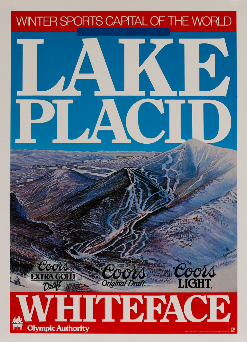 Whiteface Winter Sports Capital of the World<br>Lake Placid<br>Coors Beer Advertising Poster