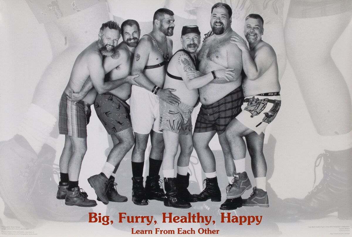 AIDS -HIV Health Poster - Big, Furry, Health, Happy - Learn From Each Other