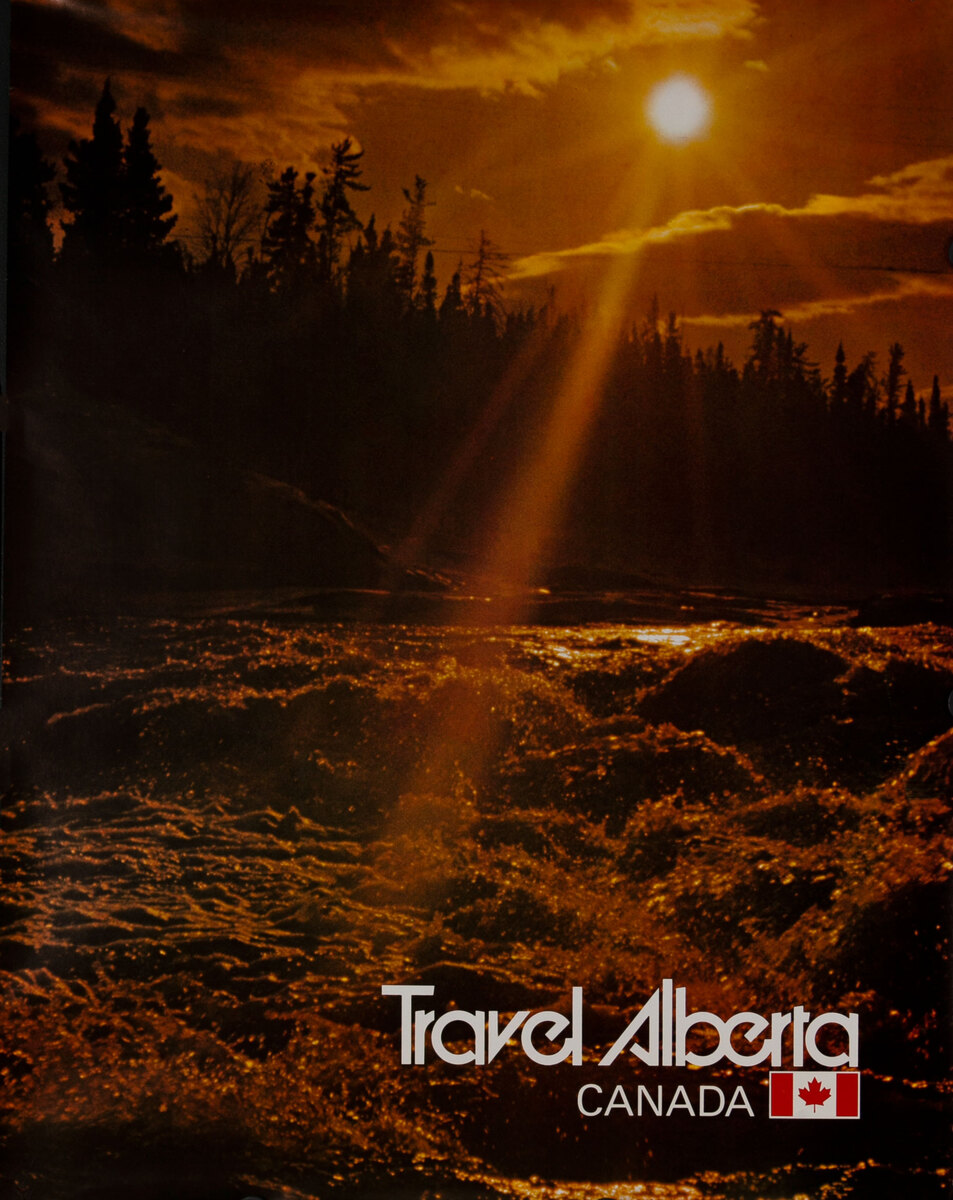 Travel Alberta  River Rapids Canadian Travel Poster