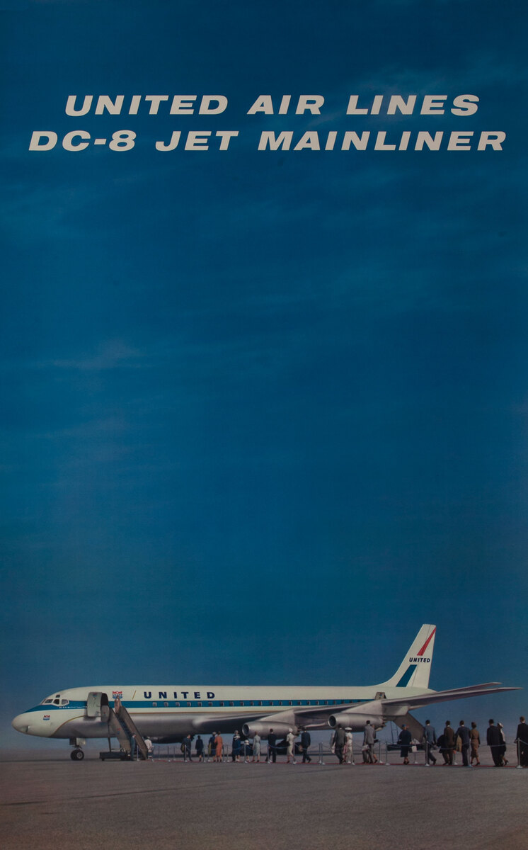 United Air Lines DC-8 Jet Mainliner on Runway