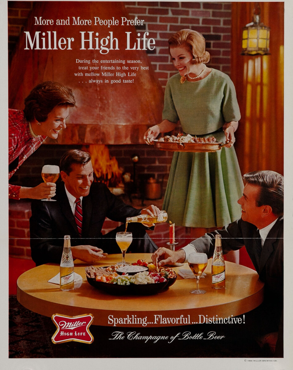 More and More People Prefer Miller High Life Beer, The Champagne of Bottled Beer Fireplace - mini poster
